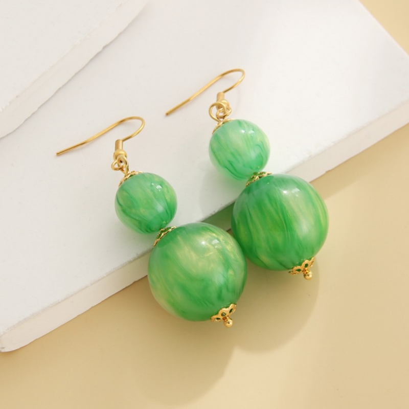 Solid Color Gourd-shaped Beaded Pendant Luxe Earrings