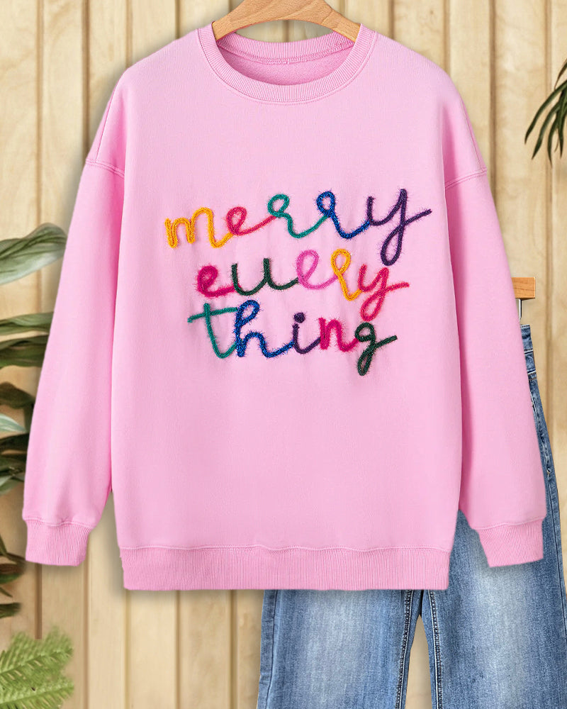 Christmas Colour Letter Sweet Round Neck Sweatshirt