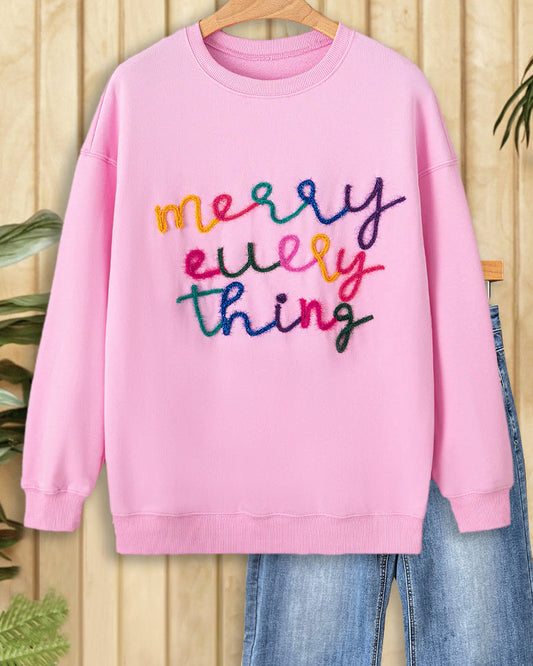 Christmas Colour Letter Sweet Round Neck Sweatshirt