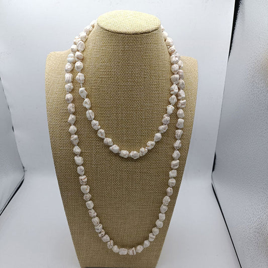 Textured White Turquoise Ethnic Necklace