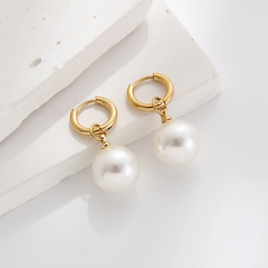 Simple Faux Pearl Pendant Earrings