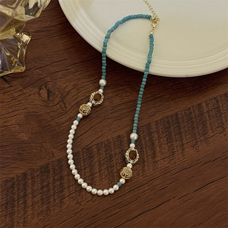 Crystal Decor Luxe Color Block Beaded Necklace & Earrings