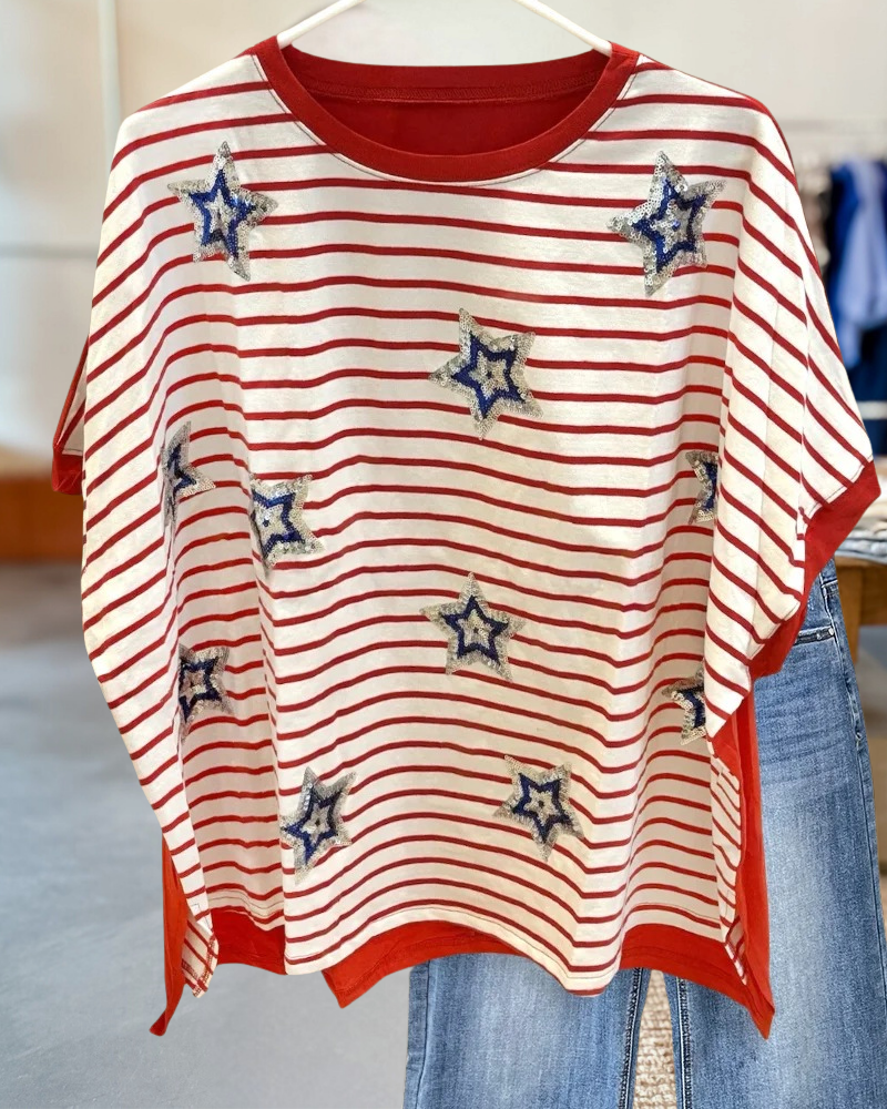 Sequin Star Striped Tee