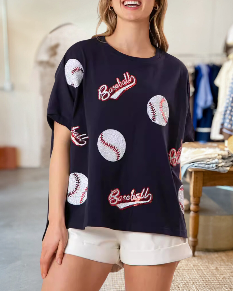 Baseball Sequined T-shirt