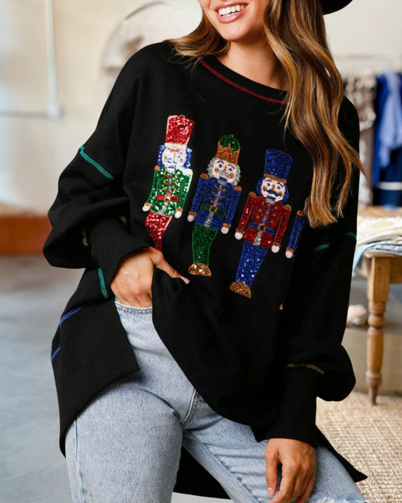 Christmas Sequined Nutcracker Sweatshirt