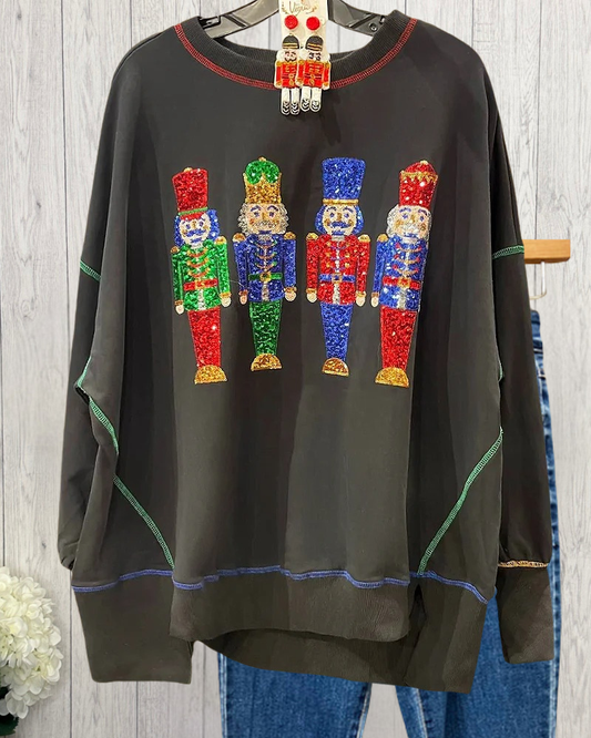 Christmas Sequined Nutcracker Sweatshirt