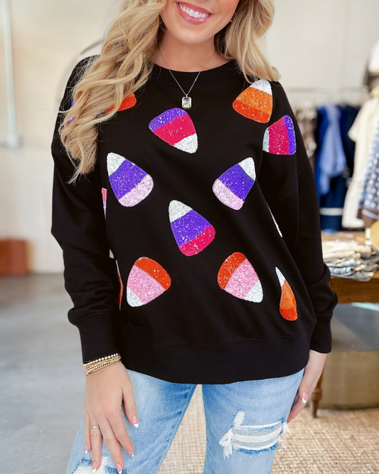 Halloween Candy Sequined Sweatshirt