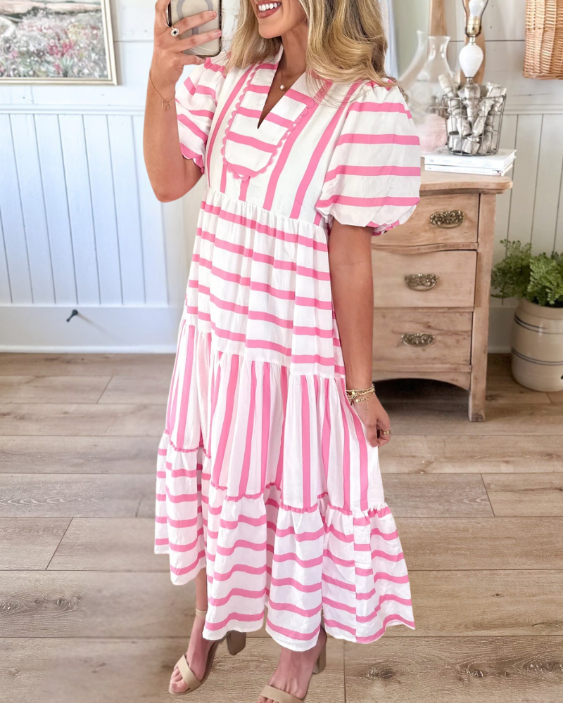 Striped Loose Casual Maxi Dress