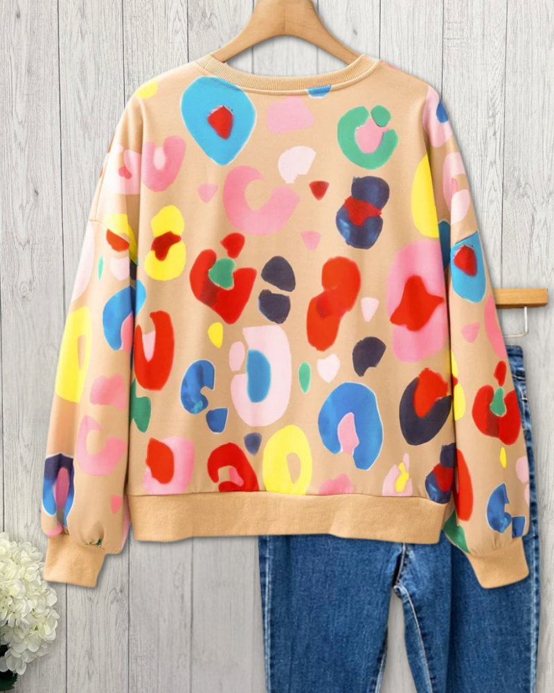 Leopard Printed Drop Shoulder Sweatshirt