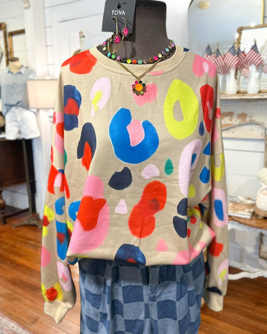 Leopard Printed Drop Shoulder Sweatshirt