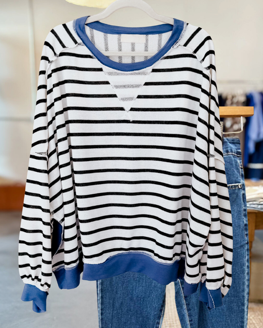 Oversized Striped Crewneck Sweatshirt