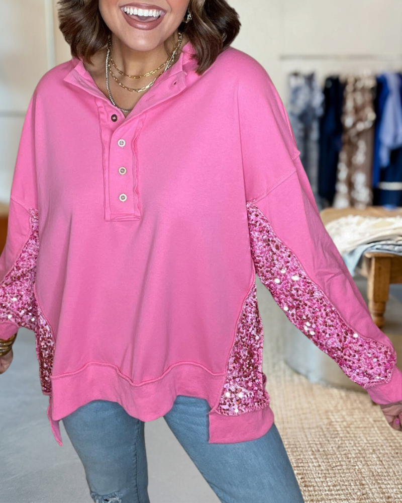 Bonbon Sequin Patchwork Sweatshirt
