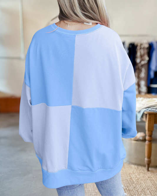 Buttons Checker Stitching Buckle Pullover