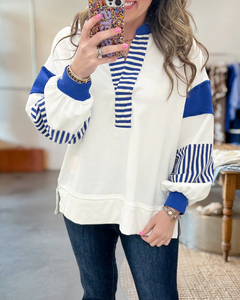 Mix Stripes Colorblock Pullover