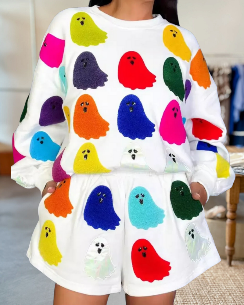 Rainbow Fuzzy Ghost Sweatshirt
