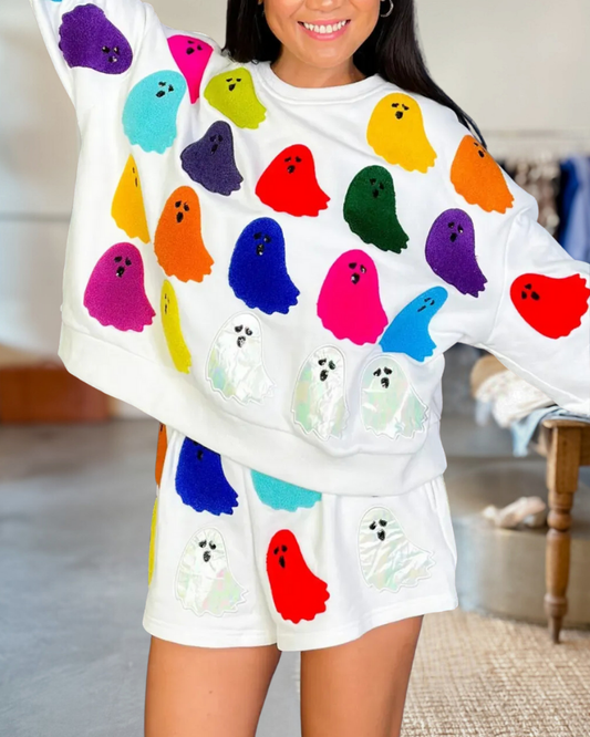 Rainbow Fuzzy Ghost Sweatshirt