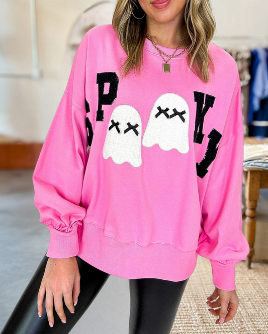 Long Sleeve SPOOKY Applique Sweatshirt Top