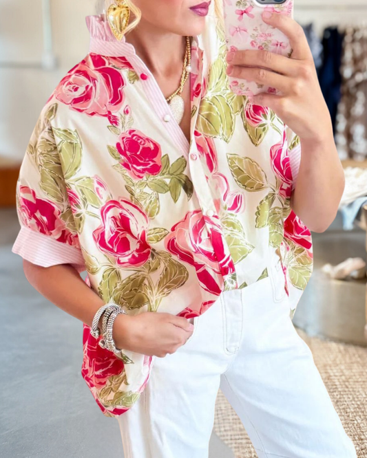 Think Pink Floral Blouse