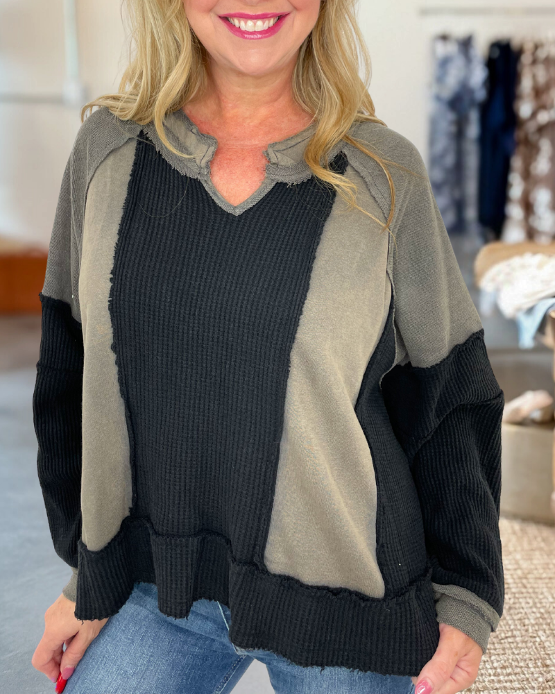 Contrast Thermal Color Block Top