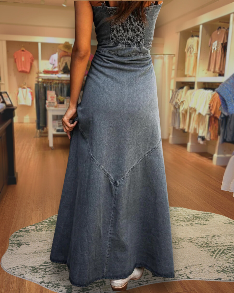 Vintage Denim Washed Maxi Dress