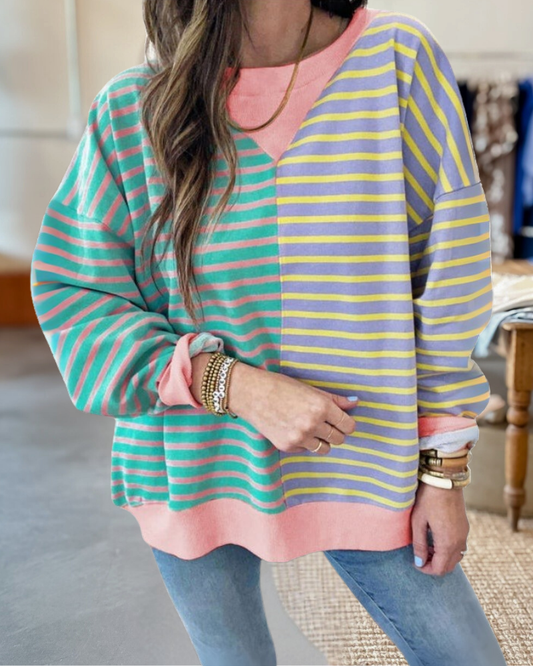 Blush Multicolor Stripe Knit Top