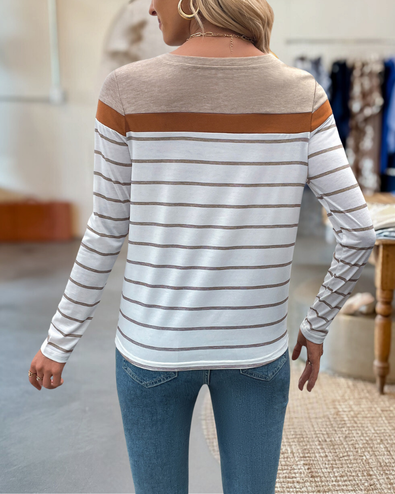 Striped Print Colorblock Graphic Sweatshirt