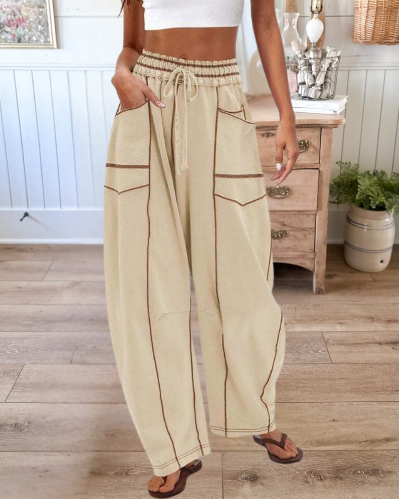 Y2k Patchwork High Waisted Barrel Pants