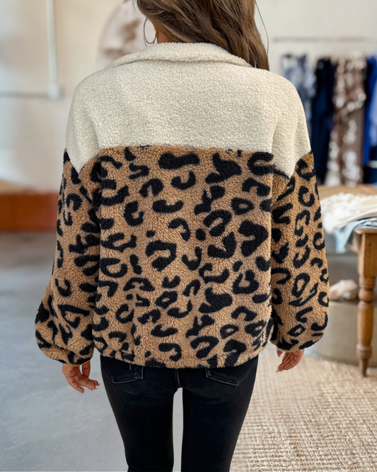 Leopard Zip Up Fleece Jacket