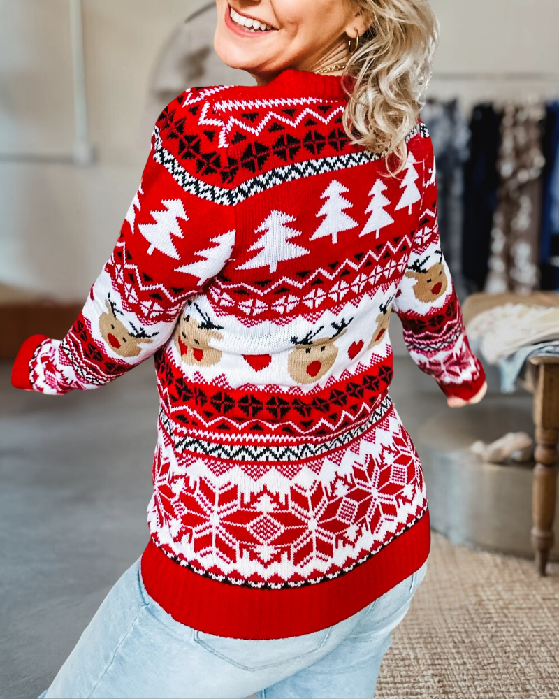 Christmas Reindeer and Tree Knit Sweater