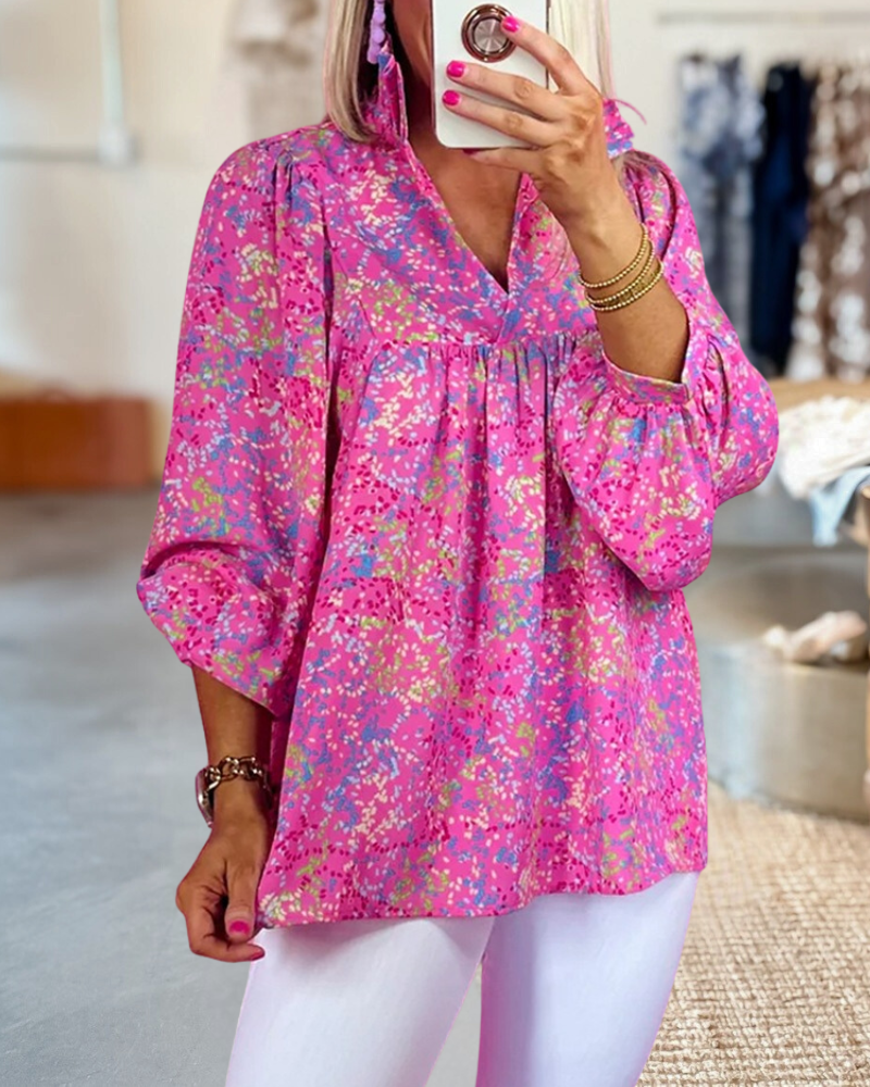 Multicolor Abstract Print Pastoral Blouse