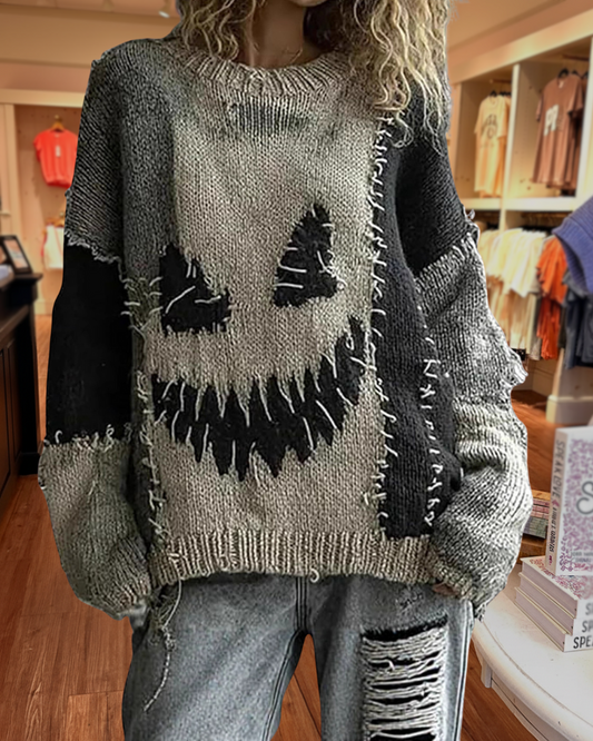 Spooky Patchwork Halloween Sweater