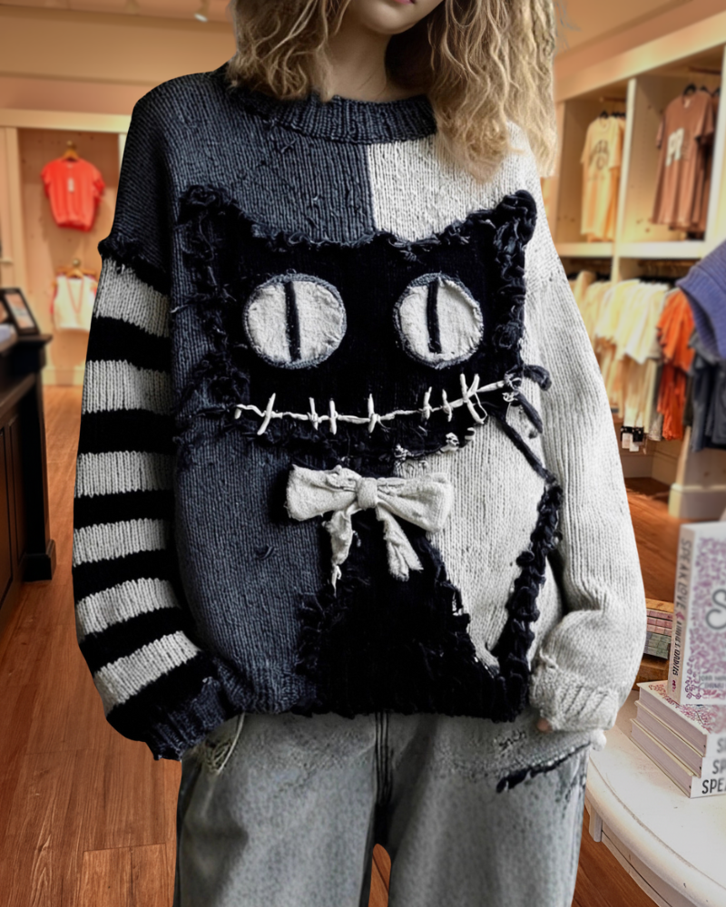 Spooky Patchwork Halloween Sweater