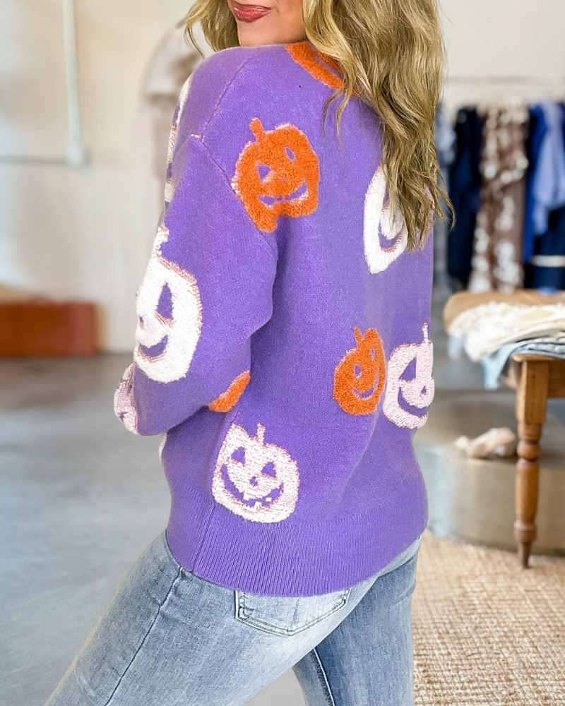 Fall Frosting Pumpkin Knit Sweater