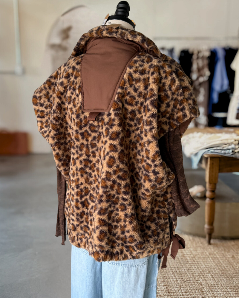 Leopard Print Faux Fur Vest