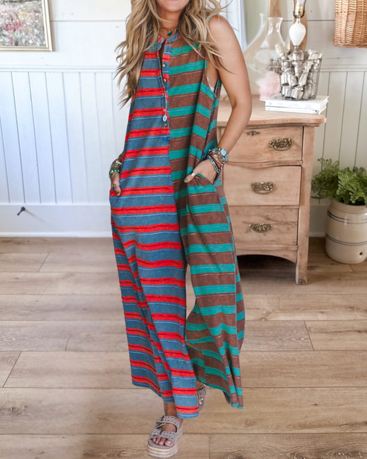 Striped Sleeveless Maxi Jumpsuit
