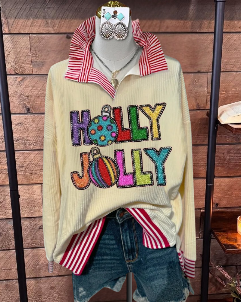 Elegant Corduroy Contrast Christmas Top
