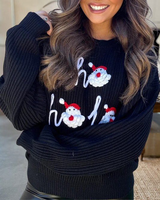 Christmas Santa Claus "Ho Ho" Knit Sweater