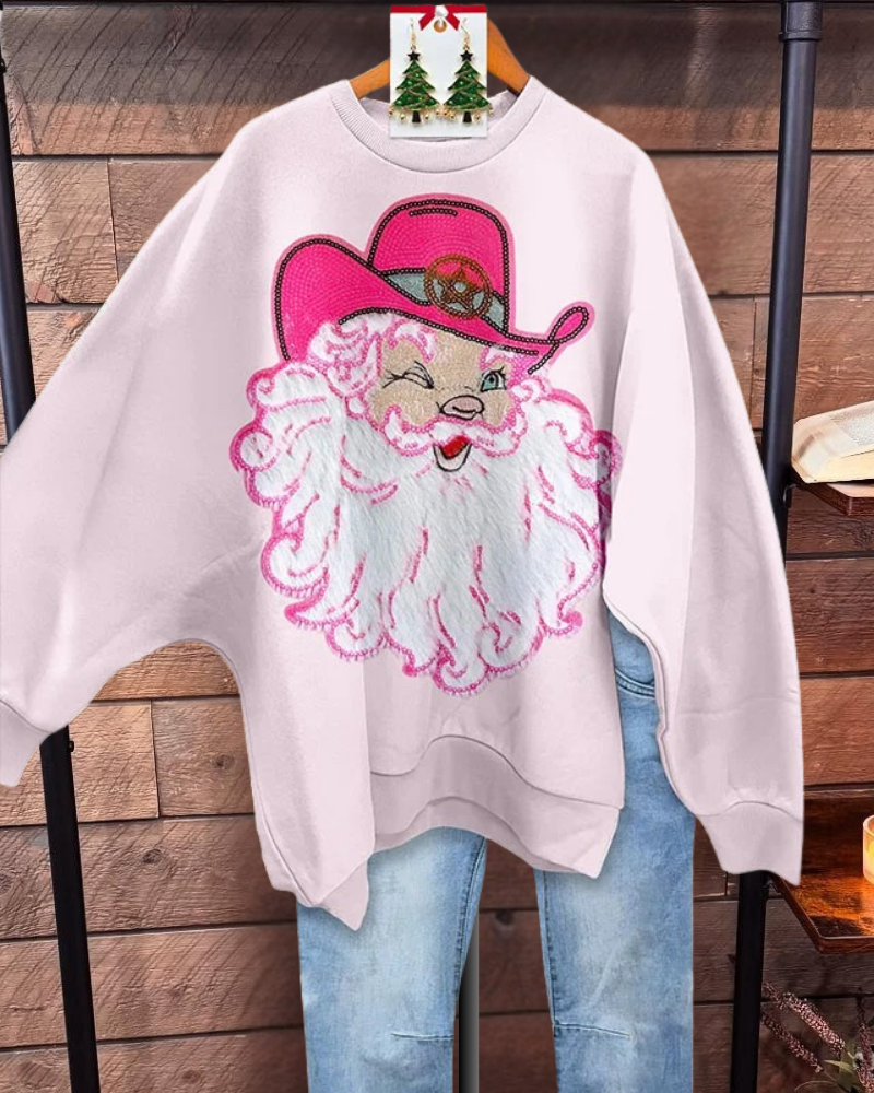 Santa Cowboy Hat Oversized Sweatshirt