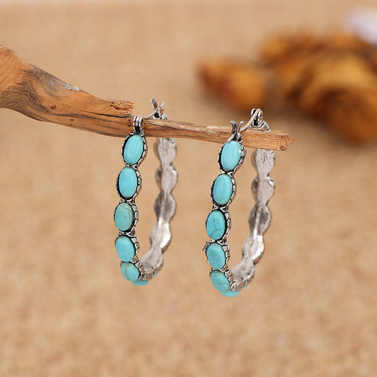 Turquoise Decor Chic U-shaped Hoop Earrings