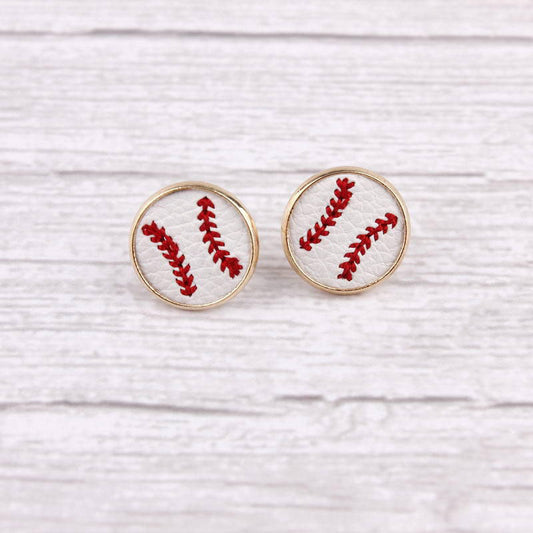 Embroidered Detail Classic Baseball Earrings