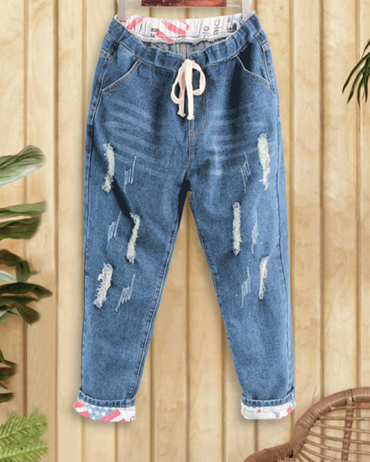 Ripped Washed Gradient Hippy Harem Jeans