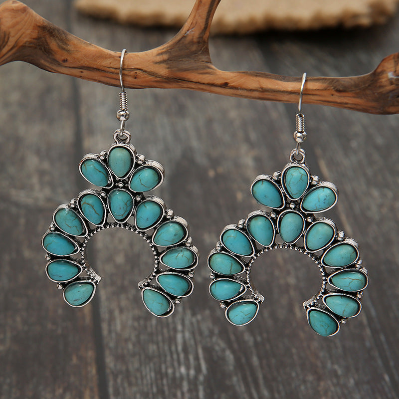 Geometric Drop-shaped Unique Turquoise Decor Earrings