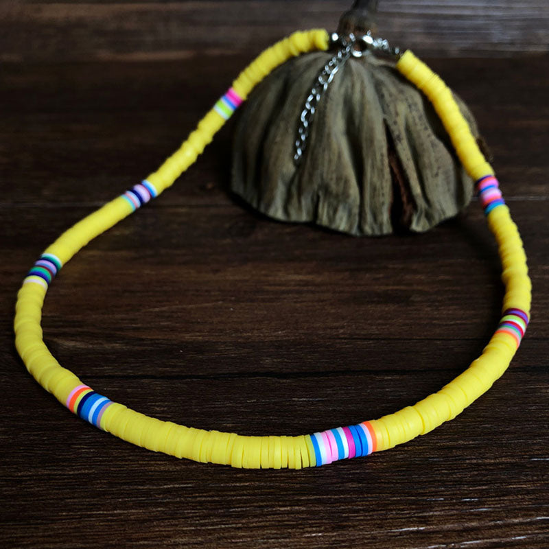 Multicolor Polymer Clay Slice Beachy Clavicle Chain
