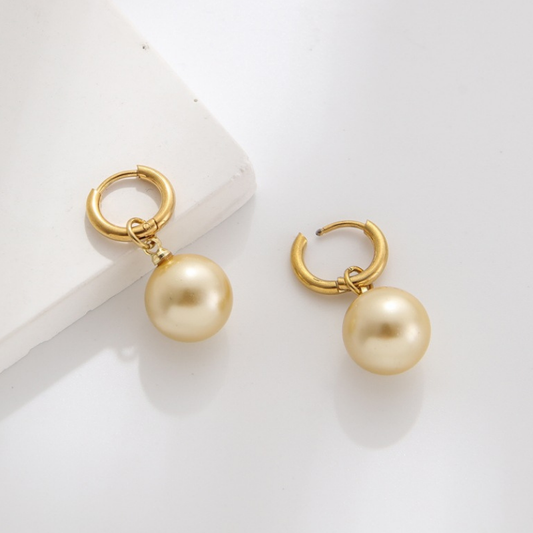 Simple Faux Pearl Pendant Earrings