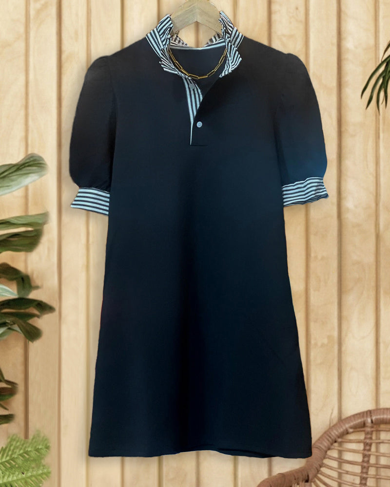 Striped Patchwork Simple Mini Dress