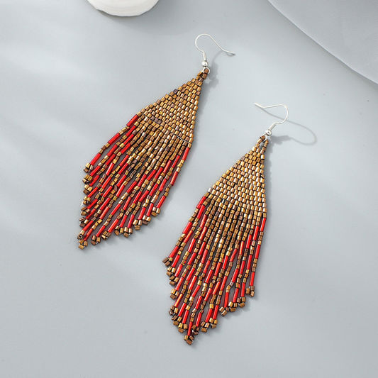 Multicolor Bohemia Irregular Beading Tassel Earrings