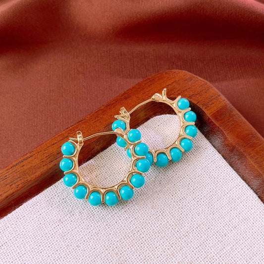 Hit Color Beaded Classic Hoop Earrings