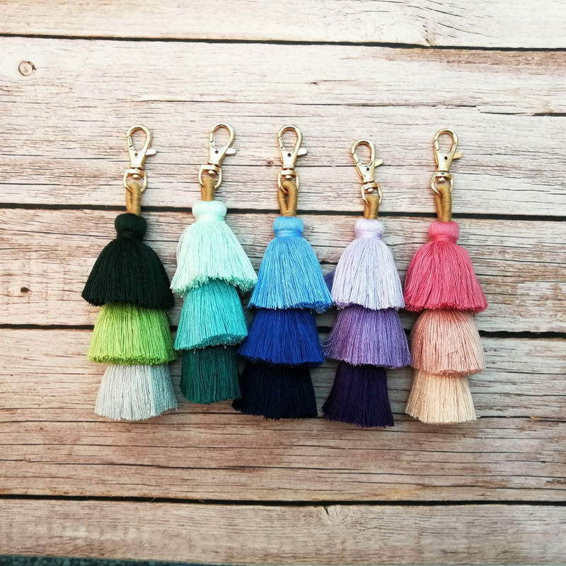 Boho Color Block Tiered Tassel Earrings