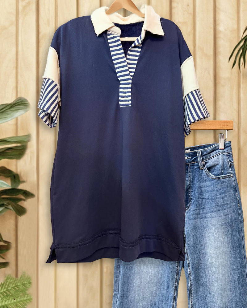 Color Block Striped Patchwork Chic Mini Dress