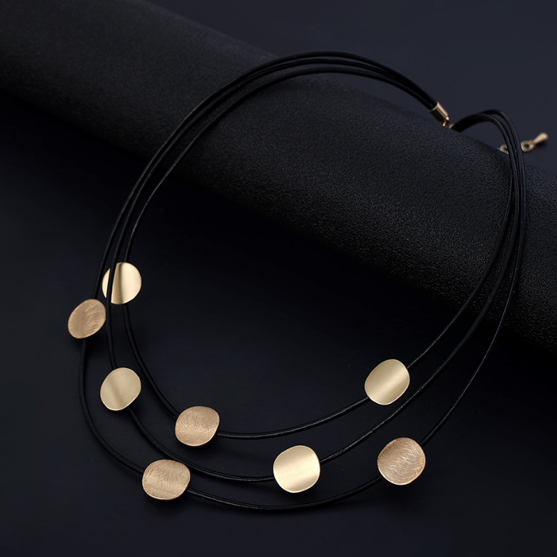 Round Metal Decor Stylish Multi-layer Necklace